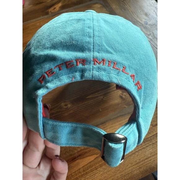 NWT Peter Millar baseball cap aqua blue and orange 100% cotton adjustable - Picture 3 of 6